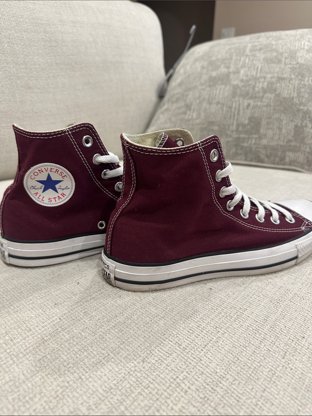 Converse High Top Sneakers - Burgundy Canvas with White Trim